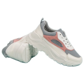 Turnschuhe auf der Plattform weiß grau rosa 2