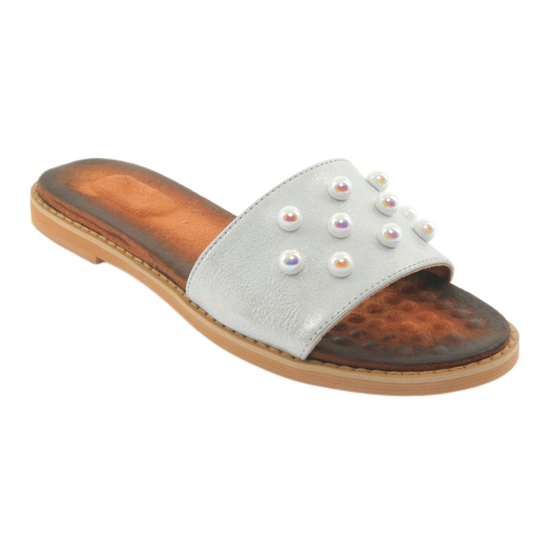 M.Daszyński Frauenflip -Flops 1837 mit grauen Perlen verziert 1