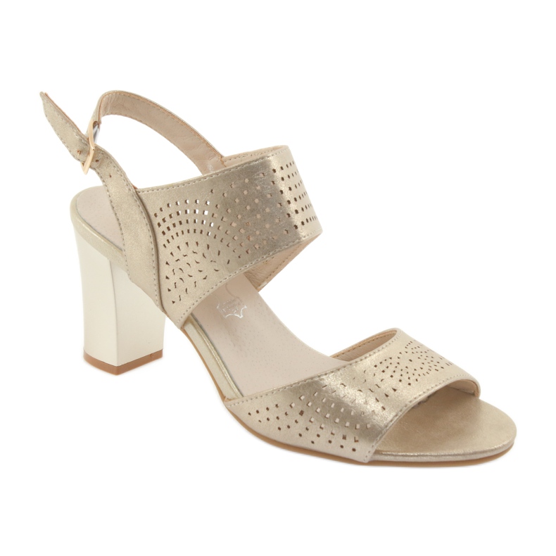 M.Daszyński Daszyński Leder-Innensohlensandalen gelb 1