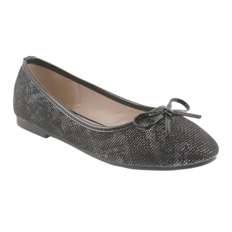 American Club Mädchen Ballerinas mit einem Bogen Lu17 Schwarz 1