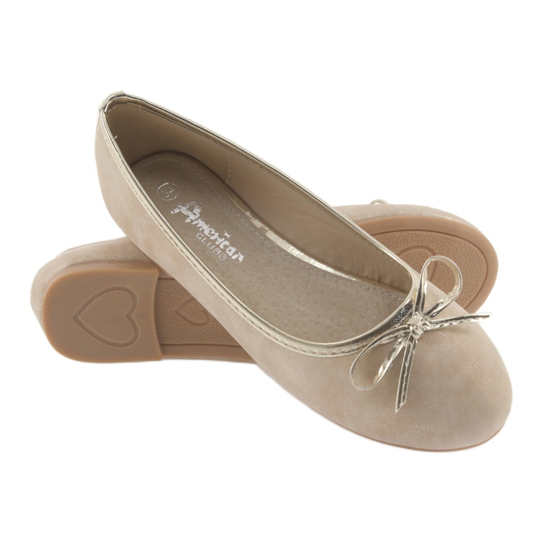 American Club LU17 beige Ballerinas für Mädchen golden 4