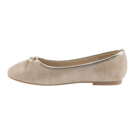 American Club LU17 beige Ballerinas für Mädchen golden 2