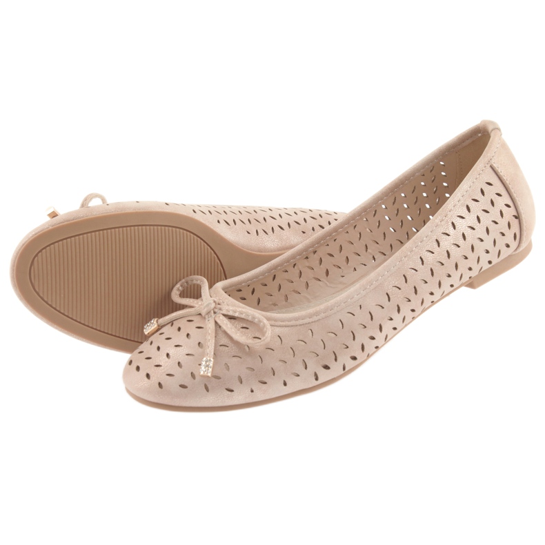 American Club LU13 Damen Ballerinas goldbeige golden 5