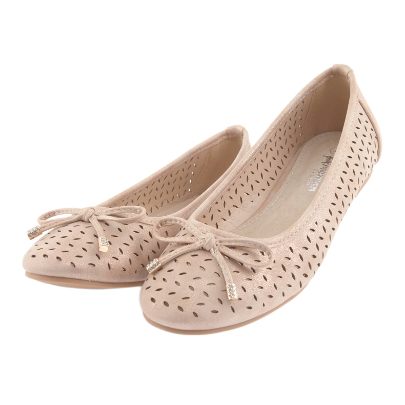 American Club LU13 Damen Ballerinas goldbeige golden 3
