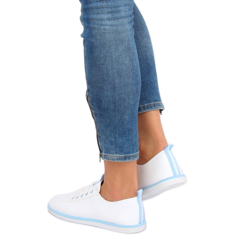 Weiße und blaue Sneakers für Damen XJ-2918 L.BLUE 1