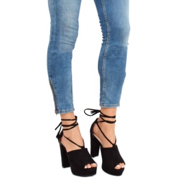 Schwarz LM-058 Schwarze Plateau-Sandalen 1