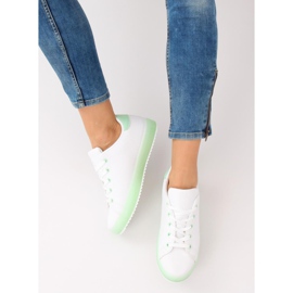 Weiße und grüne Sneakers für Damen 9118 Green 2