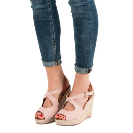 Laura Mode Hochhackige Sandalen rosa 1