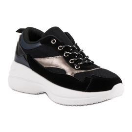 Modische Schuhe auf der Plattform schwarz 1