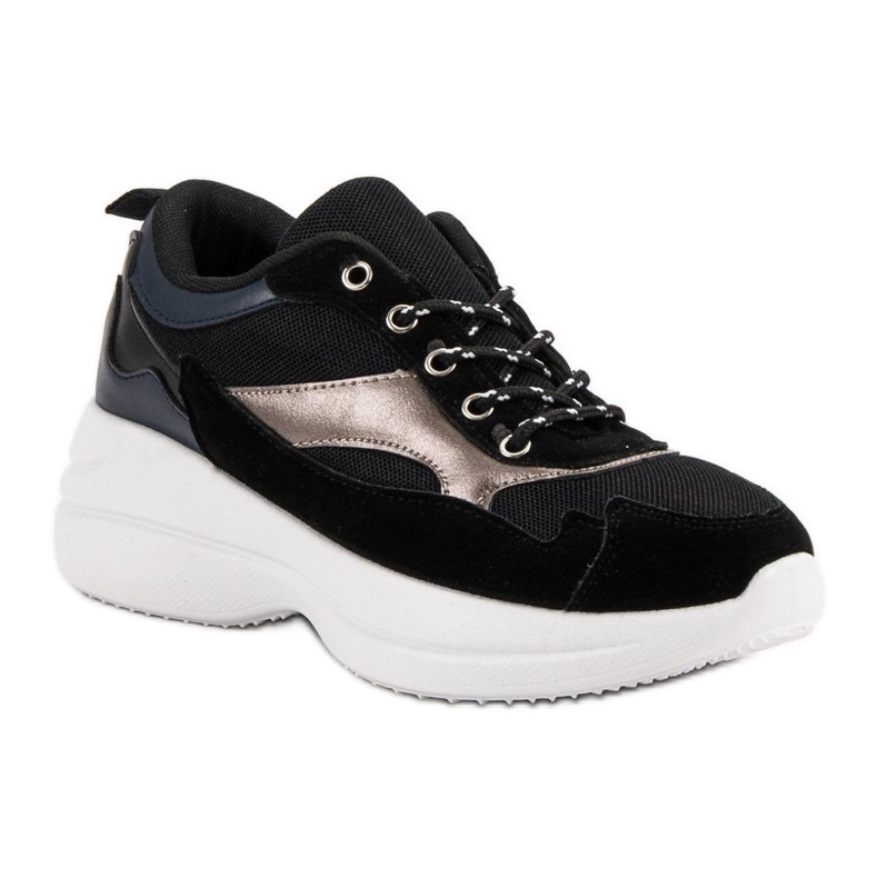 Modische Schuhe auf der Plattform schwarz 1