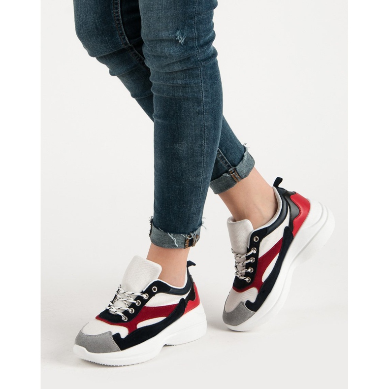 Modische Schuhe auf der Plattform weiß mehrfarbig 2