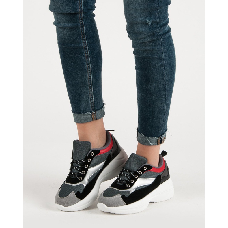 Modische Schuhe auf der Plattform grau mehrfarbig 1