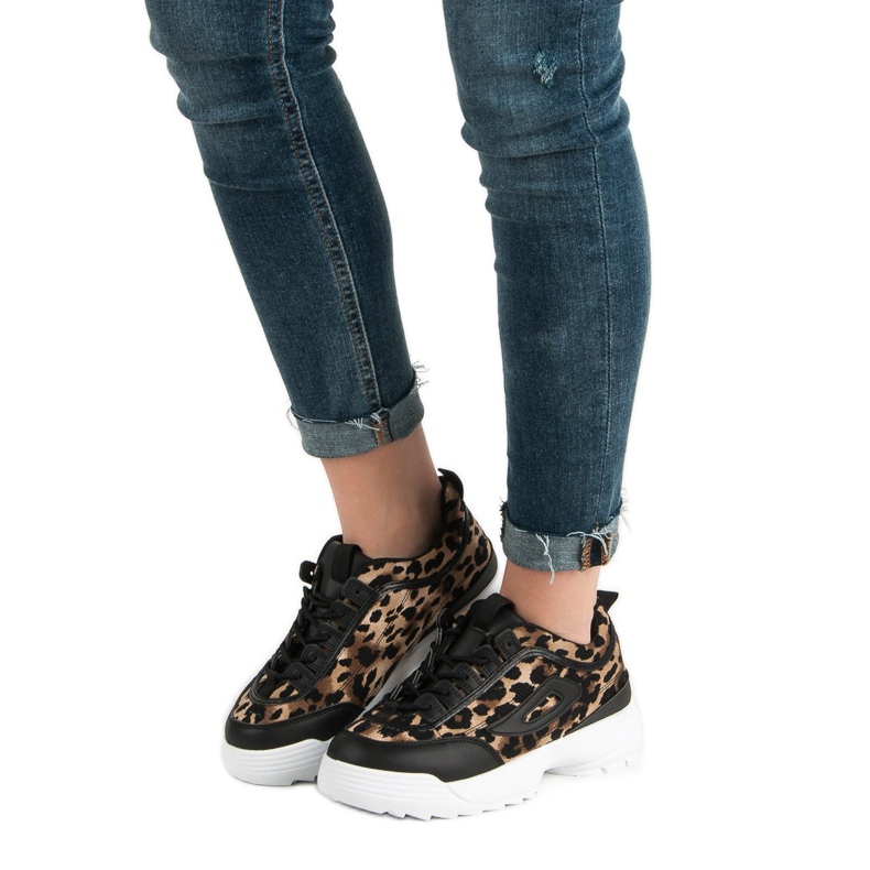 Schwarze Sneakers mit Animal-Print braun 2