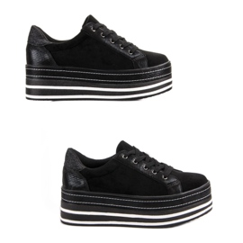 Weide Turnschuhe auf der Plattform schwarz 2