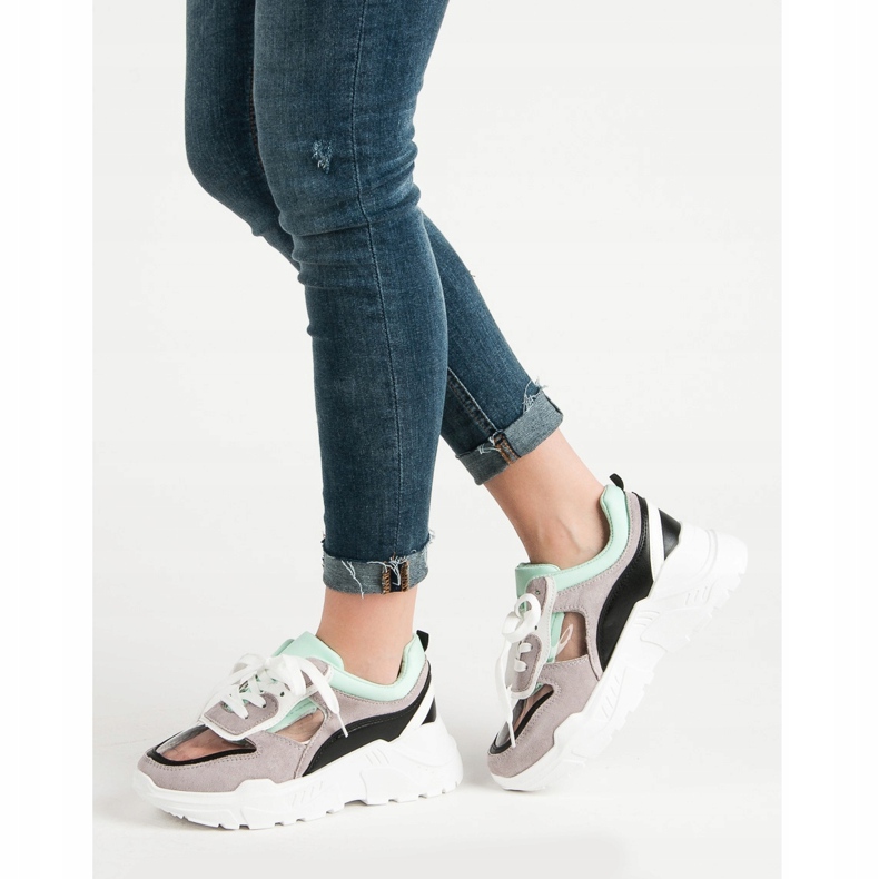 SHELOVET Transparente Sneaker auf der Plattform grau 1