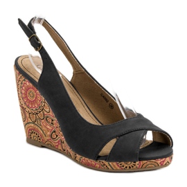 Corina Modische Ethno-Sandalen schwarz 1