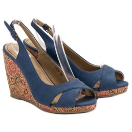 Corina Modische Ethno-Sandalen blau 1