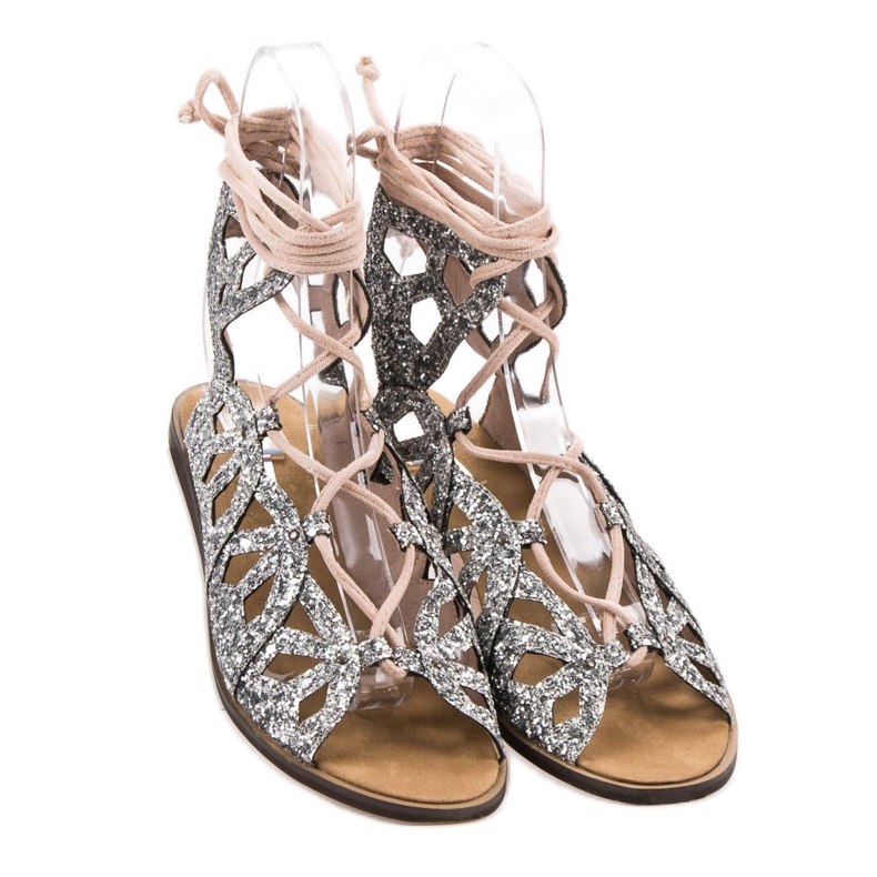 Corina Glitzer Sandalen grau 1