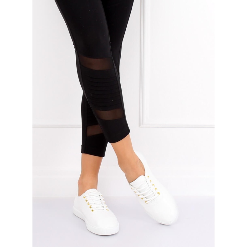 Weiße Damen Sneaker WD009 WEISS / GELB 1