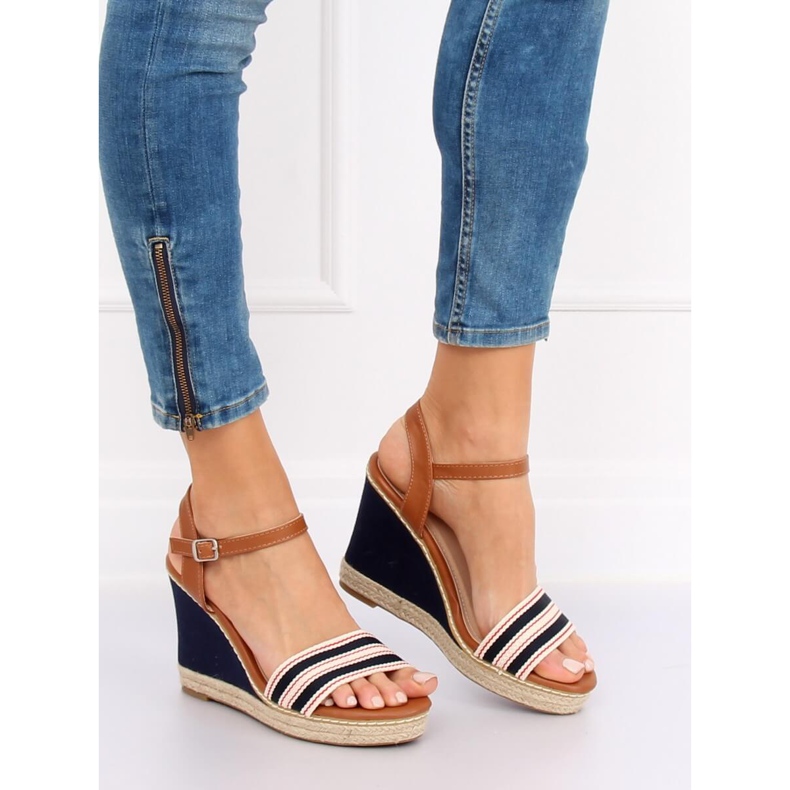 Keilsandalen 9068 Blau braun marineblau 1