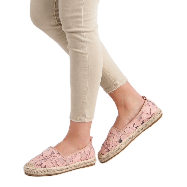 Lucky Shoes Rosa Spitze Espadrilles 2