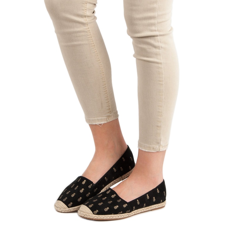 Lucky Shoes Schwarze Espadrilles In Ananas 1