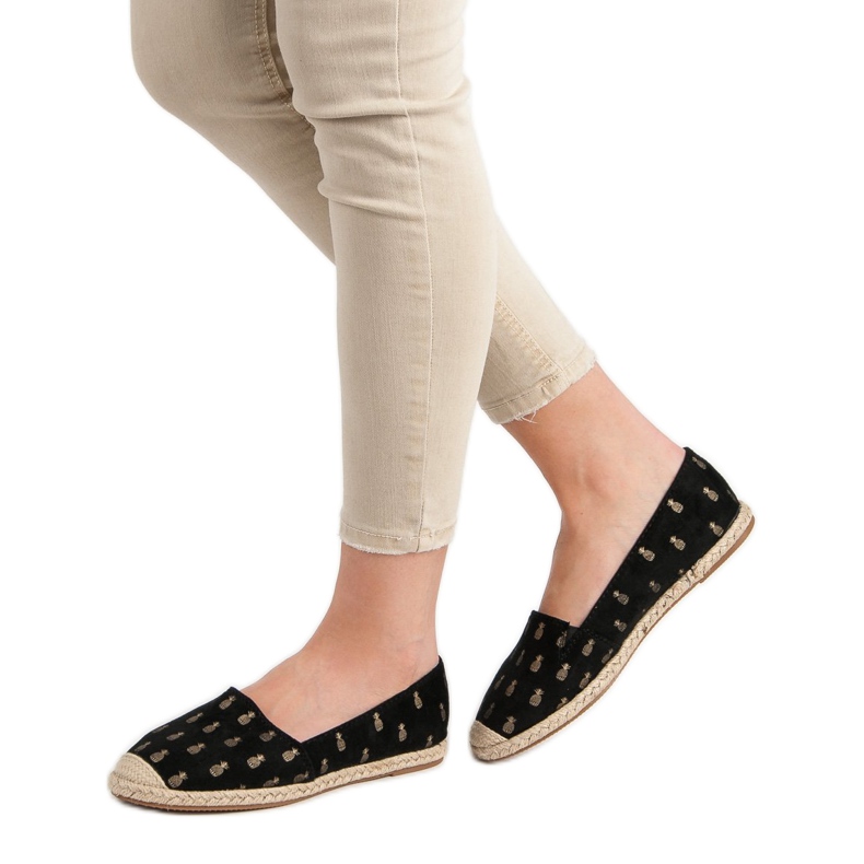 Lucky Shoes Schwarze Espadrilles In Ananas 2