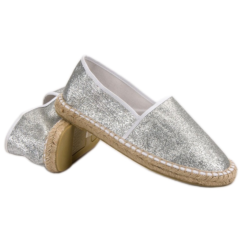 Cm Paris Espadrilles in Glitzer-Silber grau 1