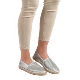 Cm Paris Espadrilles in Glitzer-Silber grau 2