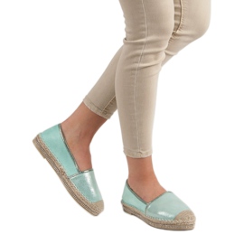 Lucky Shoes Mint-Espadrilles mit Kristallen grün 2