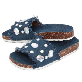 CK100 D.BLUE marineblaue Jeans Hausschuhe 2