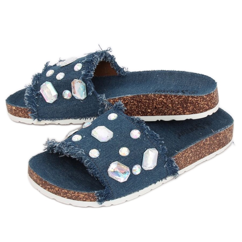 CK100 D.BLUE marineblaue Jeans Hausschuhe 2