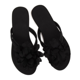 Schwarze Flip-Flops mit Blume CK103 Schwarz 1