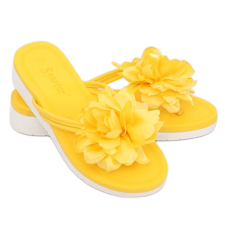 Gelbe Flip-Flops mit Blume CK103 Gelb 1