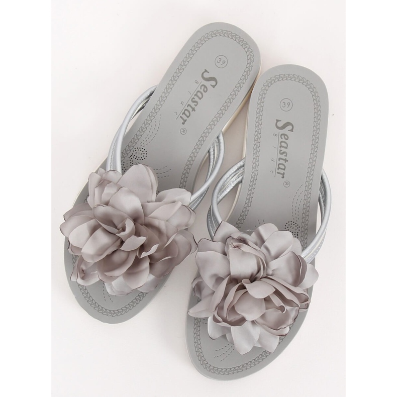 Graue Flip-Flops mit Blume CK103 Grau 2