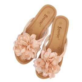 Flip-Flops mit Blumenbeige CK103 Beige 1