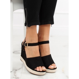 Schwarze Sandalen auf Keilabsatz schwarz FD-5M14 Black 2