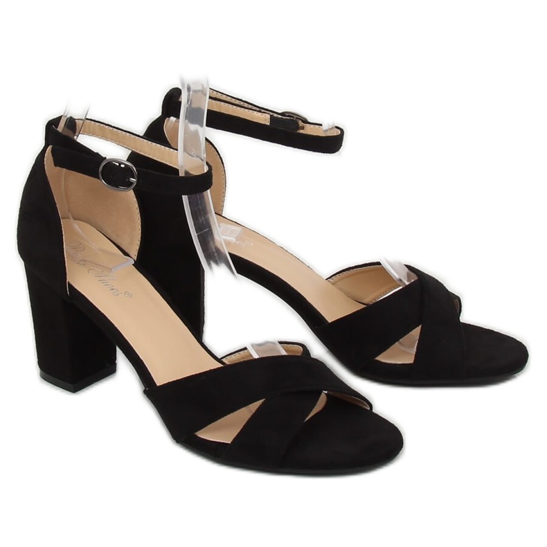 Schwarz FH-3M26 Schwarze Sandalen am Pfosten 1