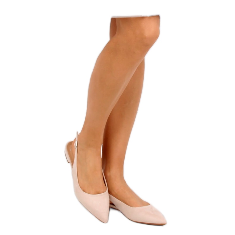 Beige Ballerinas mit offenem Absatz 1