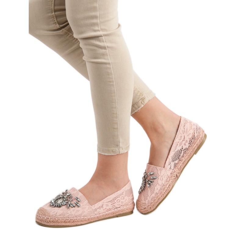 Bestelle Espadrilles aus Spitze mit Ornamenten rosa 2