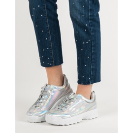 Holo silber lackierte Sneakers grau 2
