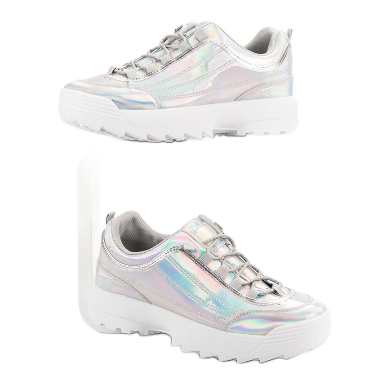 Holo silber lackierte Sneakers grau 1