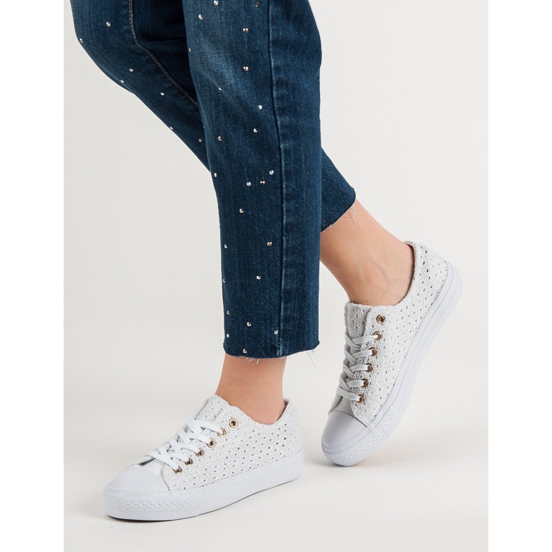 Weiße Textil-Sneakers 2