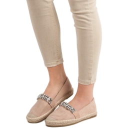Bestelle Wildleder-Espadrilles mit Kristallen braun 2