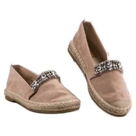 Bestelle Wildleder-Espadrilles mit Kristallen braun 1