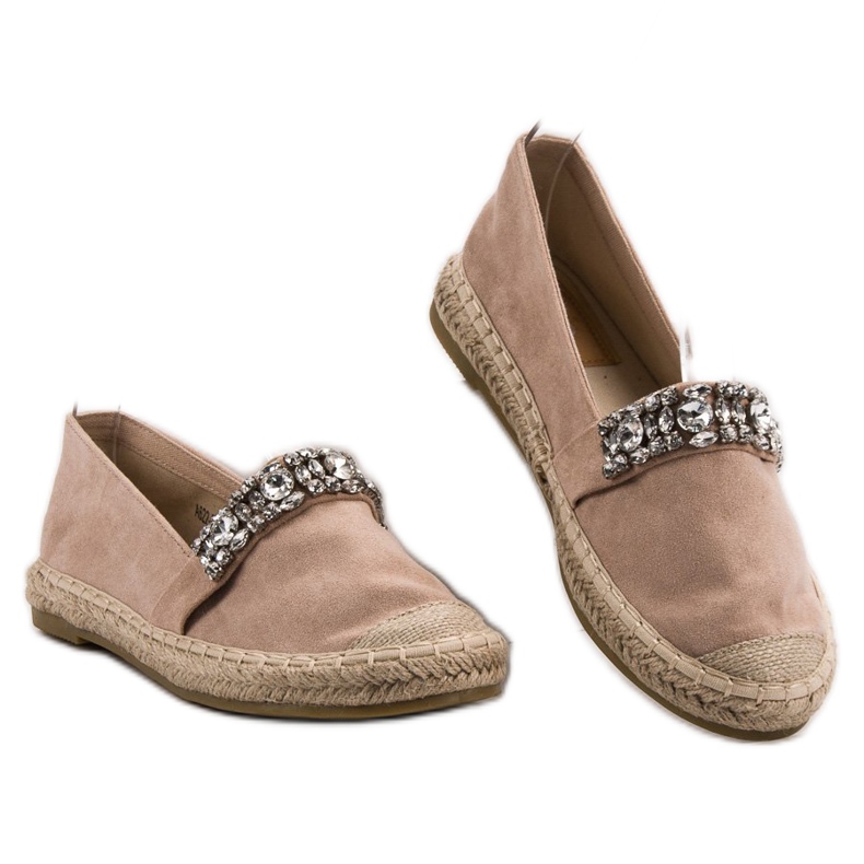 Bestelle Wildleder-Espadrilles mit Kristallen braun 1