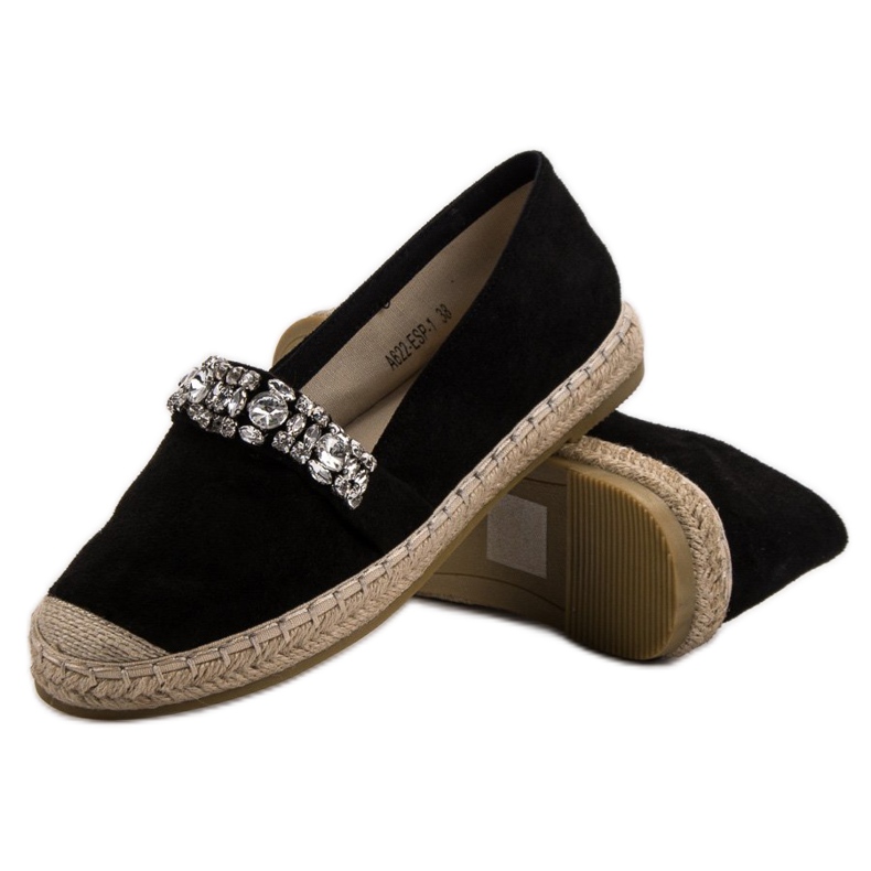 Bestelle Wildleder-Espadrilles mit Kristallen schwarz 1