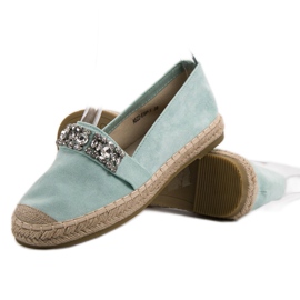 Bestelle Wildleder-Espadrilles mit Kristallen grün 1