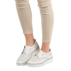 Kylie Durchbrochene Lederschuhe weiß 2