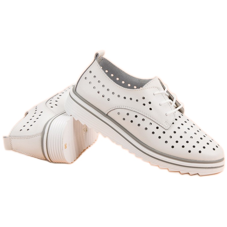 Kylie Durchbrochene Lederschuhe weiß 1